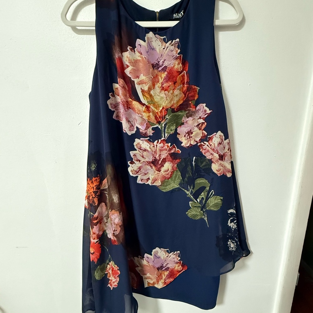 Floral Sleeveless dress- Navy